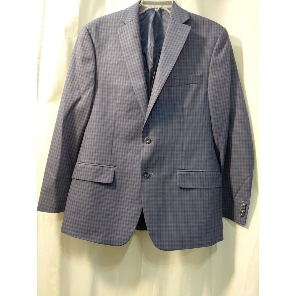 Y2k Michael Kors Men's Classic Fit Sport Coat Blazer 38 Blue Check Spring Summer
